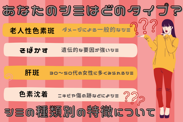 あなたのシミはどのタイプ？シミの種類別の特徴について