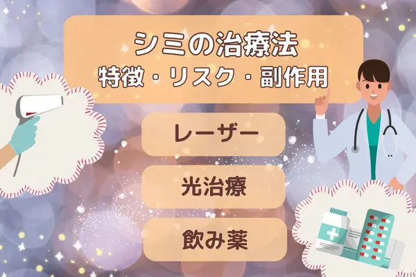 シミの治療法は？治療法の特徴とリスク・副作用について